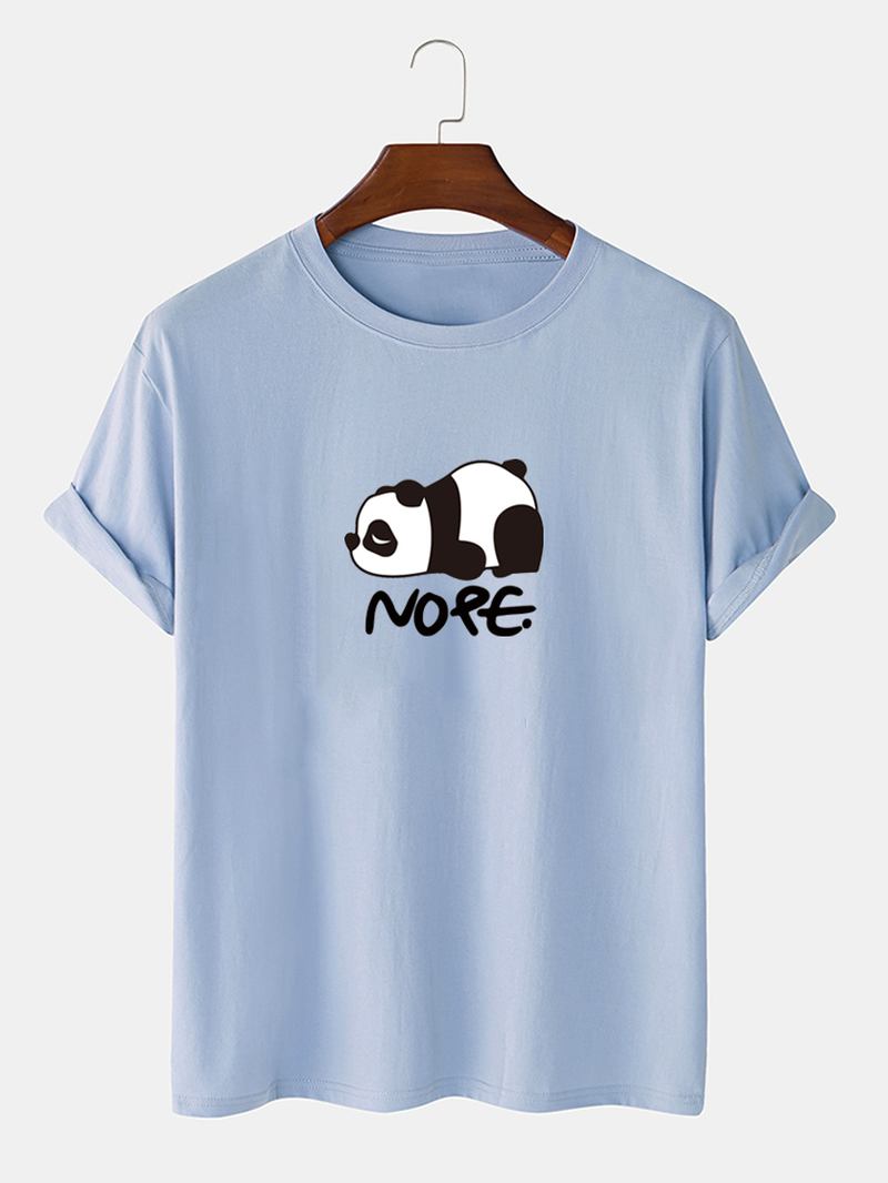 Män Nope Panda Cartoon Med Tryck Kortärmad Bomull Casual T-shirt