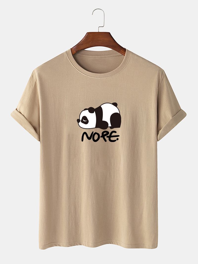 Män Nope Panda Cartoon Med Tryck Kortärmad Bomull Casual T-shirt