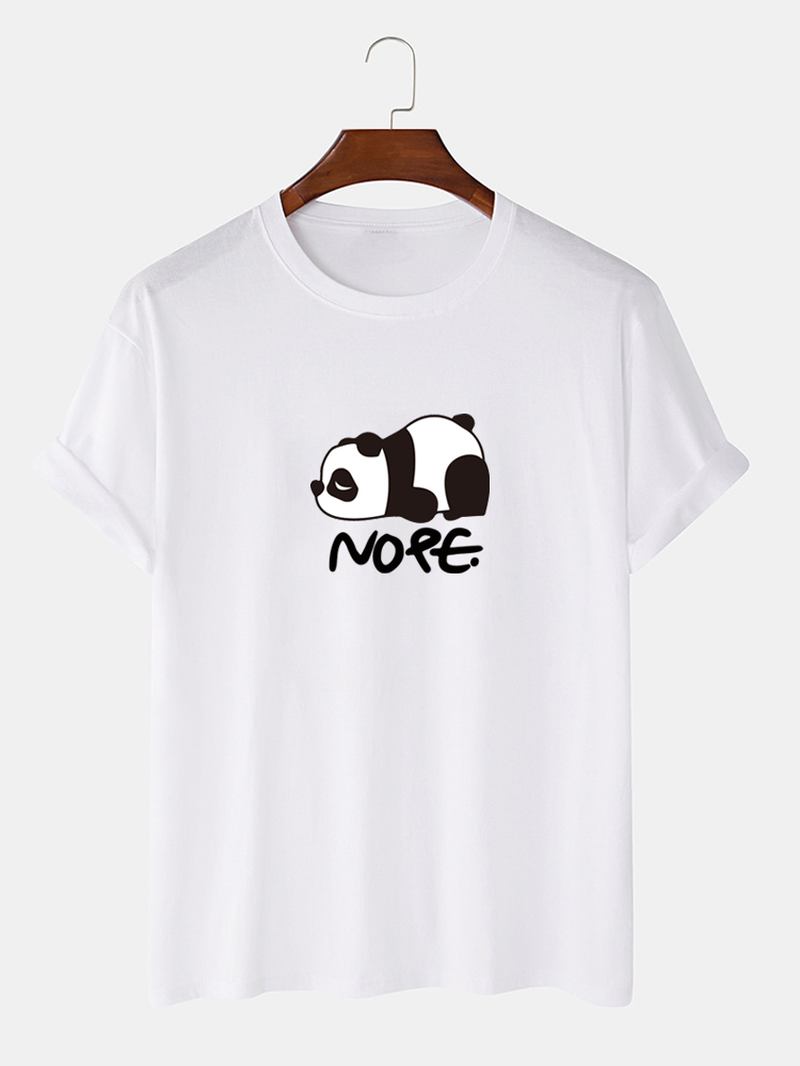 Män Nope Panda Cartoon Med Tryck Kortärmad Bomull Casual T-shirt