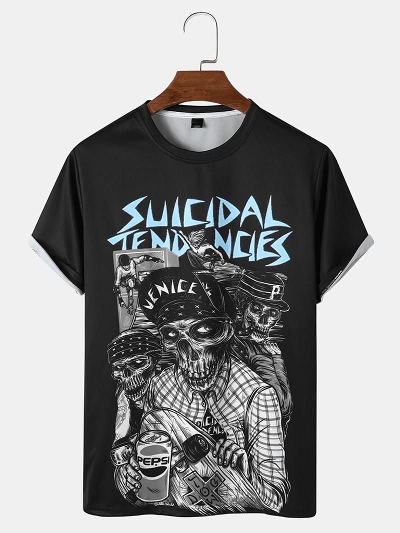 Män Skull Med Tryck Trend Lös T-shirt