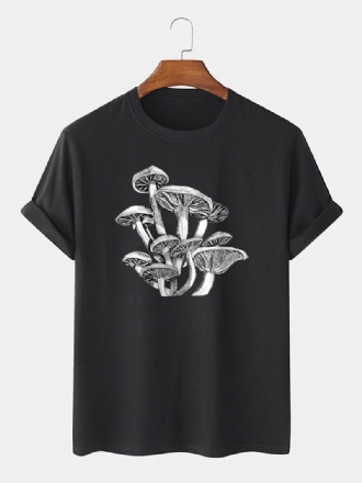 Mushroom Sketches Med Tryck 100% Bomull O-halsad Kortärmad T-shirt