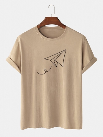 Paper Plane Of Liberty Med Tryck Kortärmade T-shirts Med Rund Hals