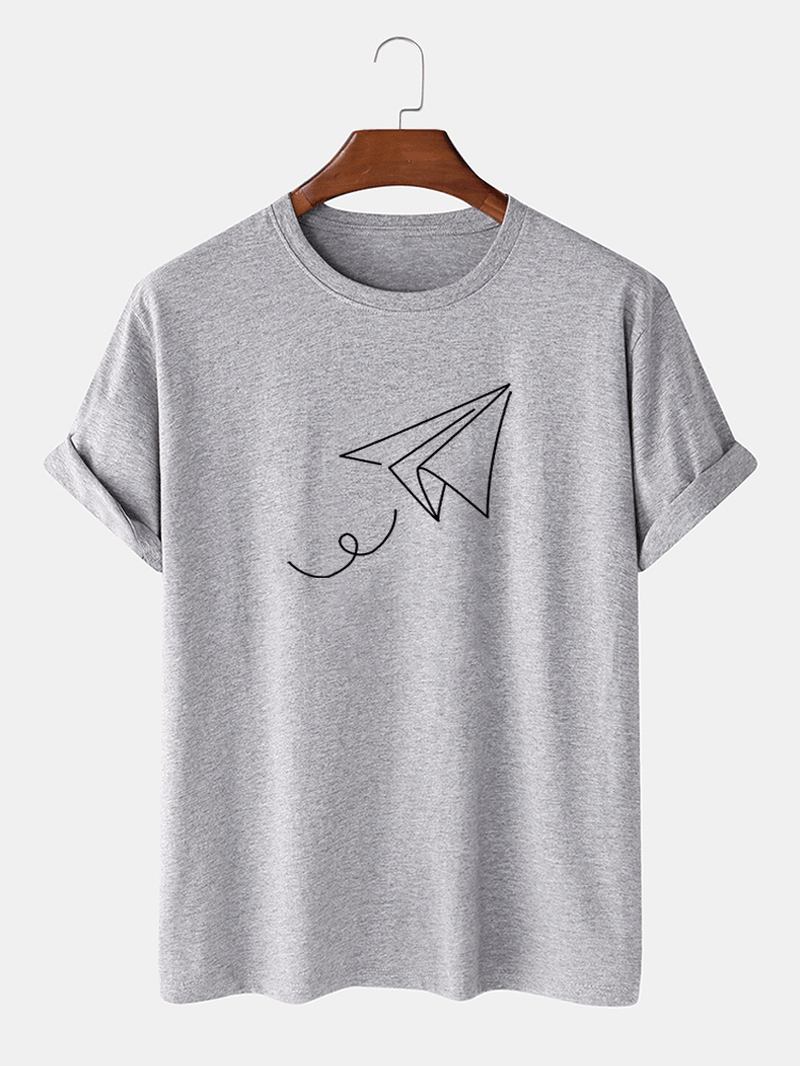 Paper Plane Of Liberty Med Tryck Kortärmade T-shirts Med Rund Hals