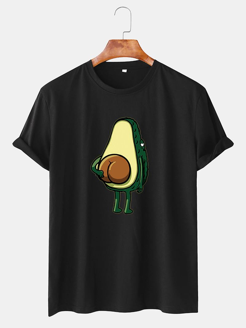 Rolig Tecknad Avokado För Män Avokadotryckt Casual O-halsade Kortärmade T-shirts