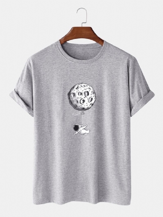 Roliga Astronauttryck 100% Bomull Kortärmade Lösa T-shirts