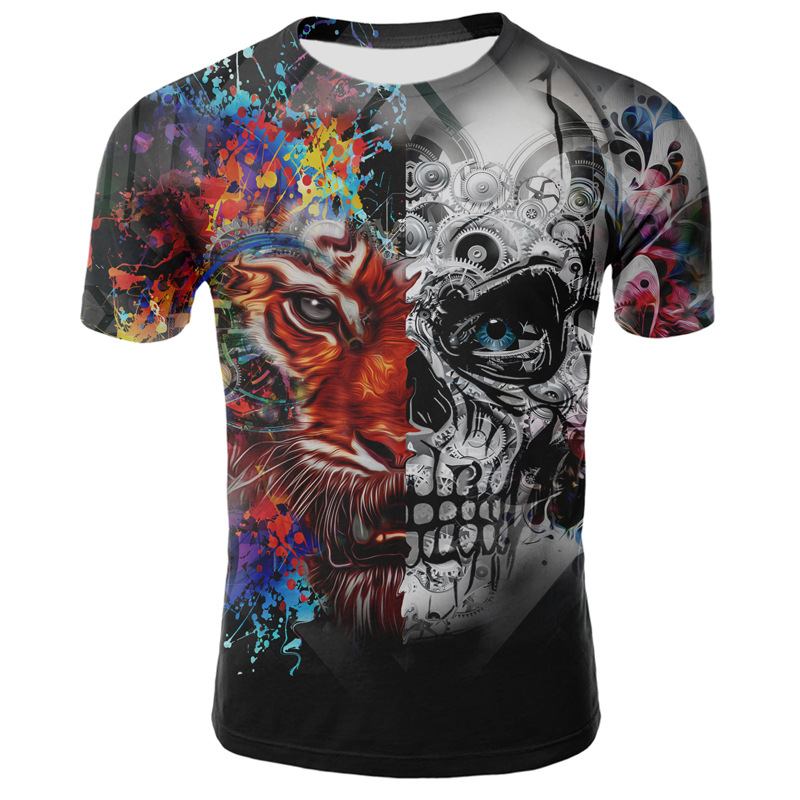 Smoking Skull 3d Digital Med Tryck T-shirt