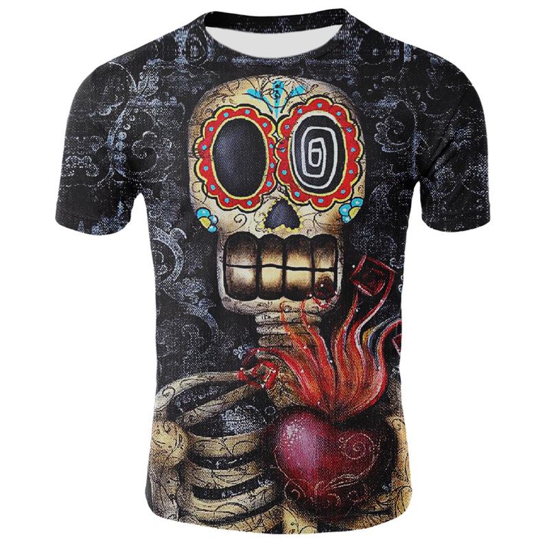 Smoking Skull 3d Digital Med Tryck T-shirt