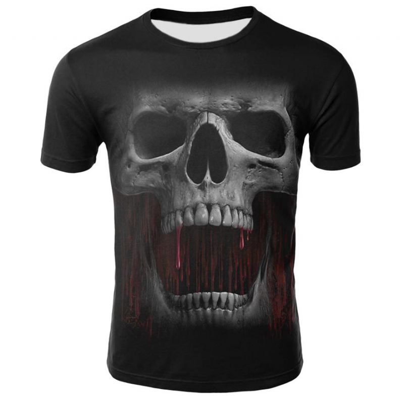 Smoking Skull 3d Digital Med Tryck T-shirt