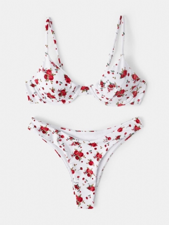 Blommönster Justerbara Remmar Summer Beach Bikini Set