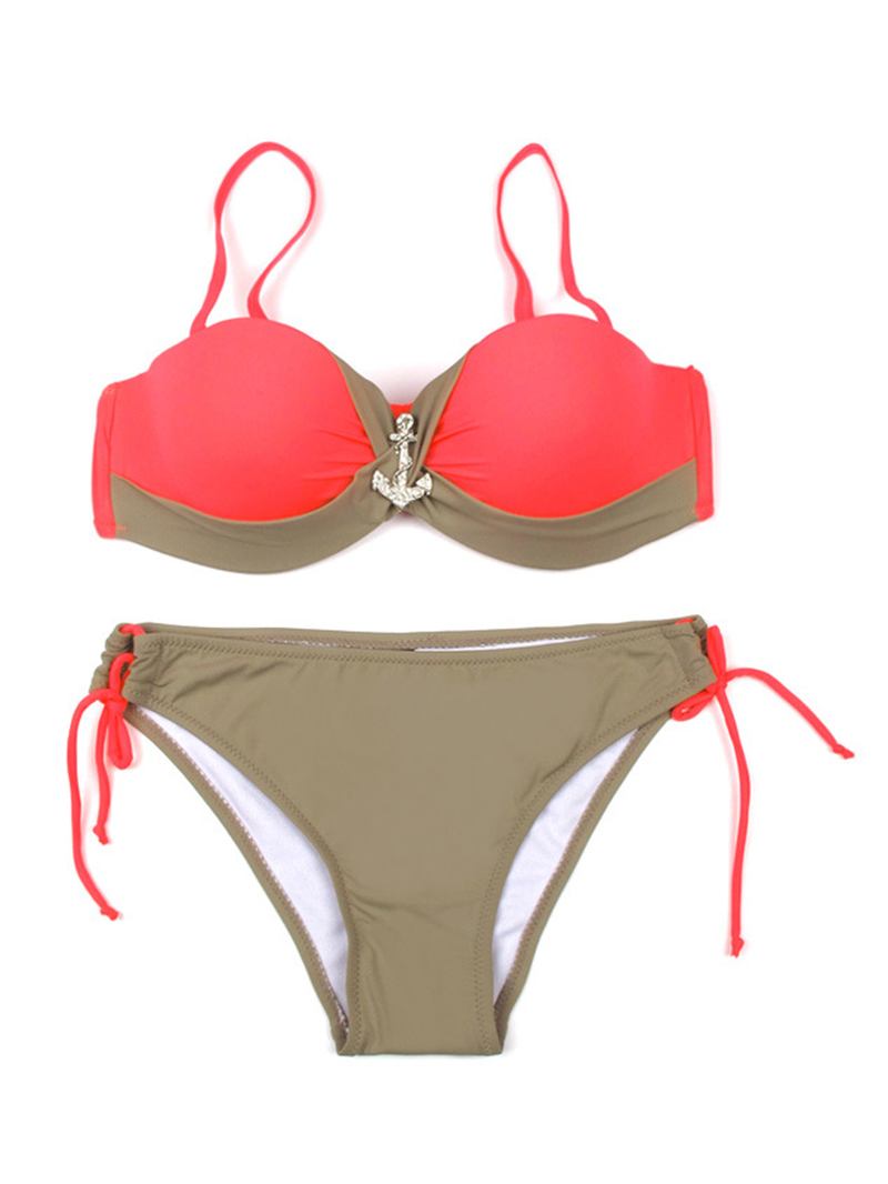 Dam Sexig Bygel Push Up Bikini Set Ruched Justerbar Beachwear