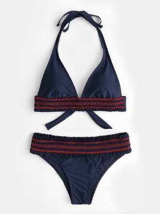 Kvinnor Halter Bikini Volang Trim Triangel Vanlig Baddräkt