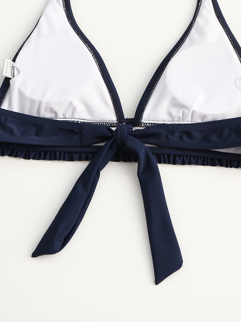 Kvinnor Halter Bikini Volang Trim Triangel Vanlig Baddräkt