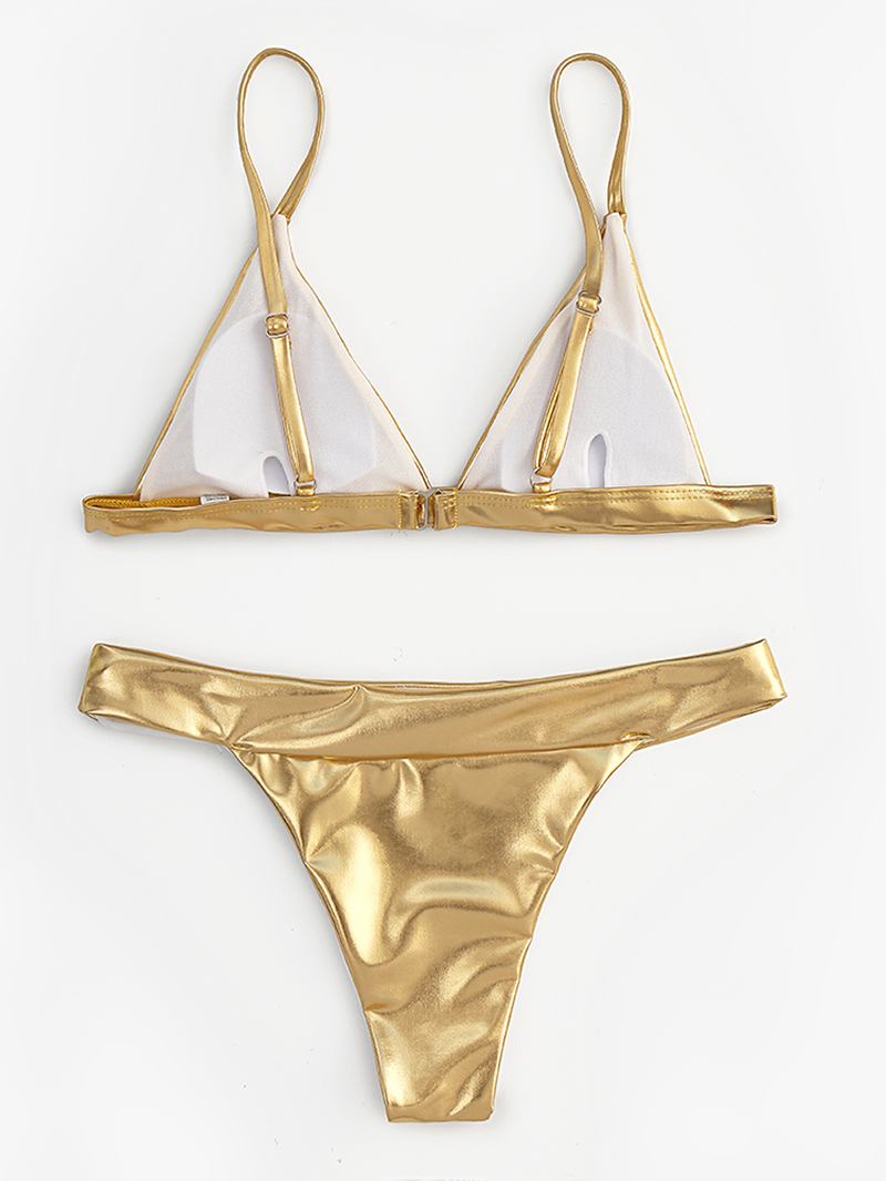 Kvinnor Triangel Bronzing Enfärgade Thong Bikini