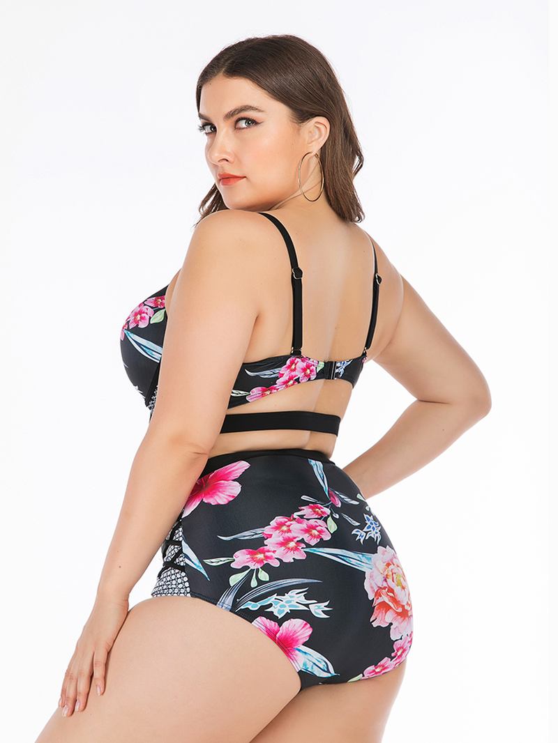 Plus Size Tryckt Bikini