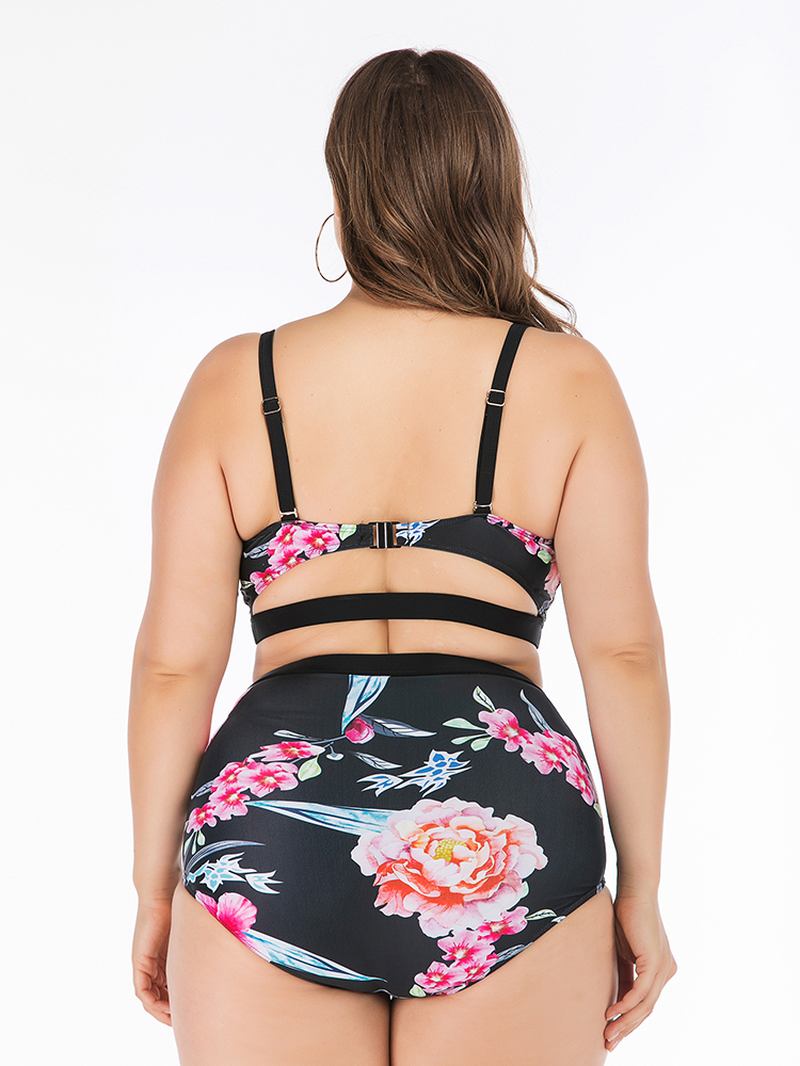 Plus Size Tryckt Bikini