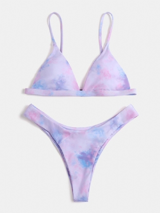 Tie Dye Dam Triangel Spaghetti Straps Bikini Backless Badkläder