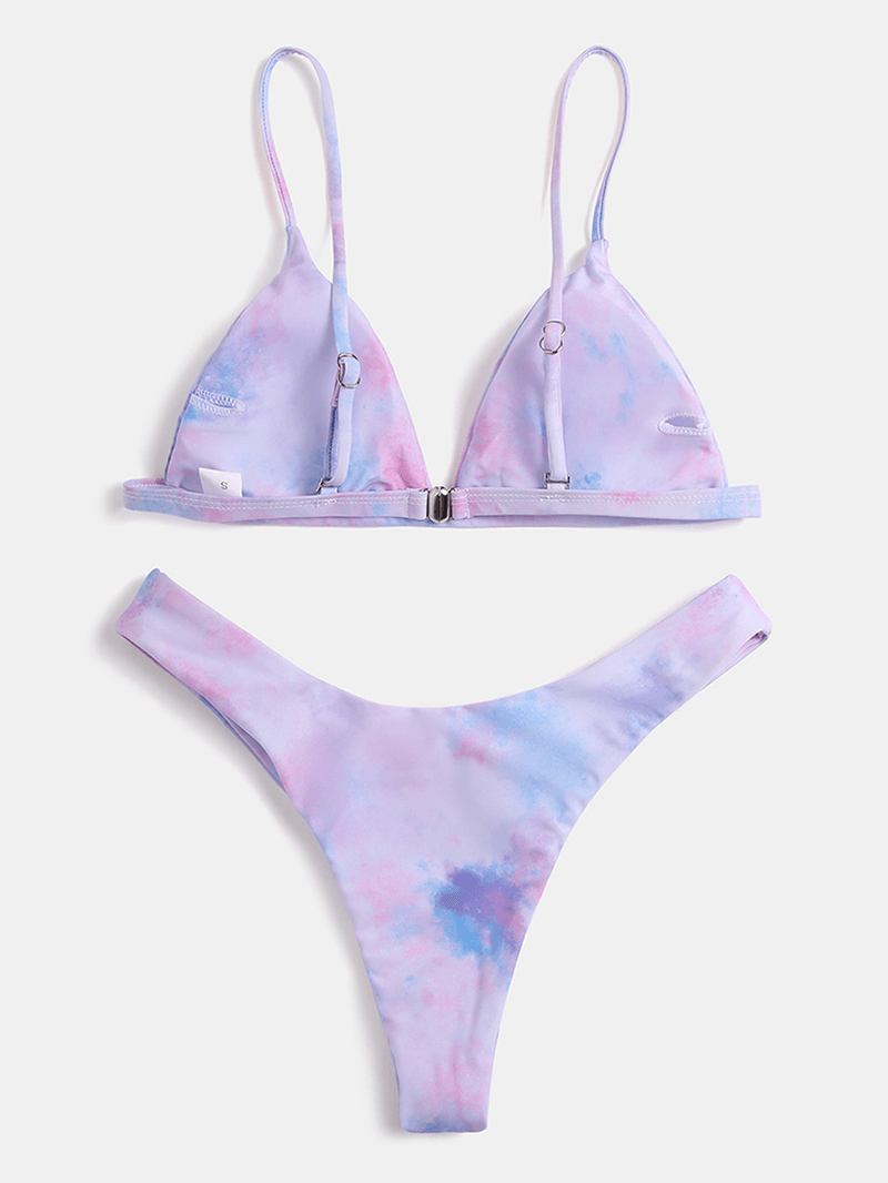 Tie Dye Dam Triangel Spaghetti Straps Bikini Backless Badkläder