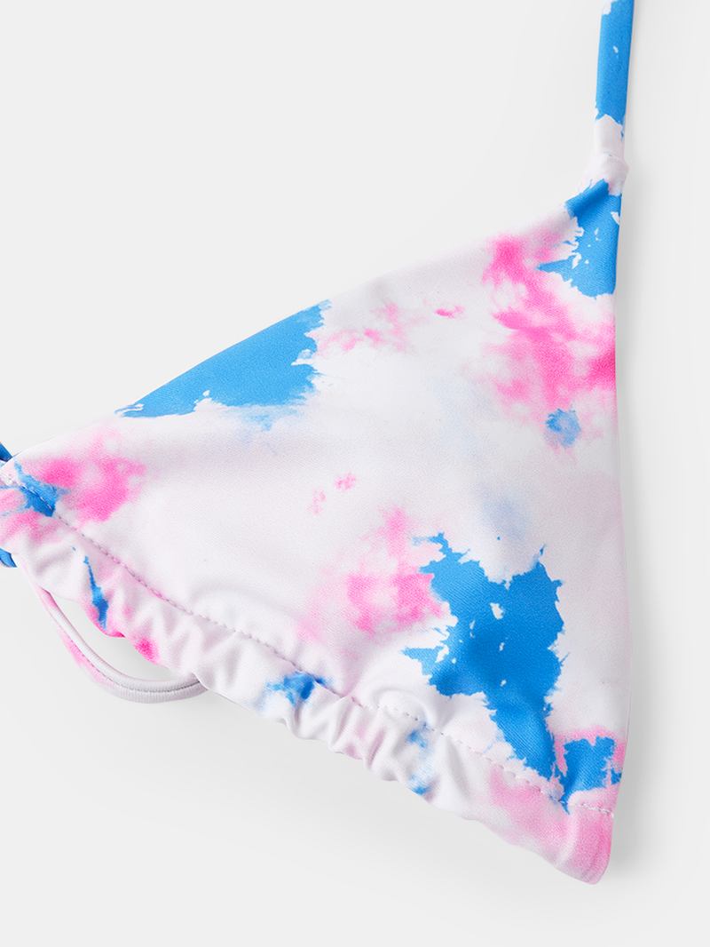 Triangle Tie-dye Halter String Bikini Strandkläder För Kvinnor Med Öppen Rygg