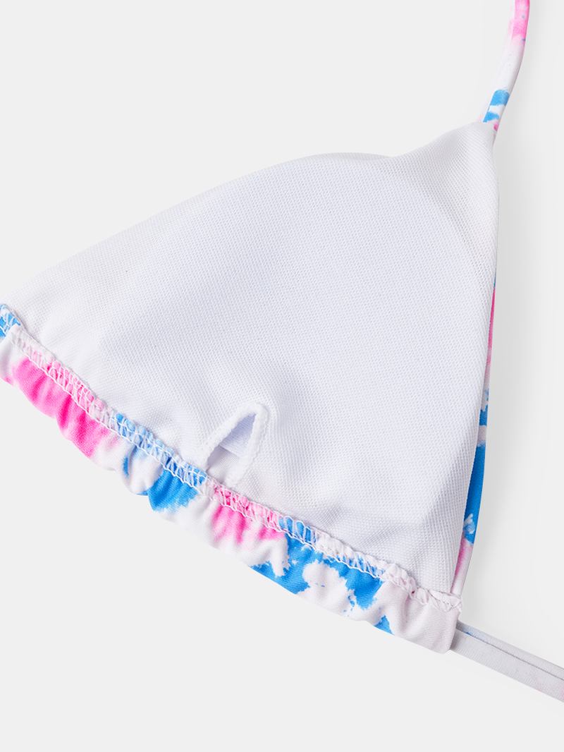 Triangle Tie-dye Halter String Bikini Strandkläder För Kvinnor Med Öppen Rygg