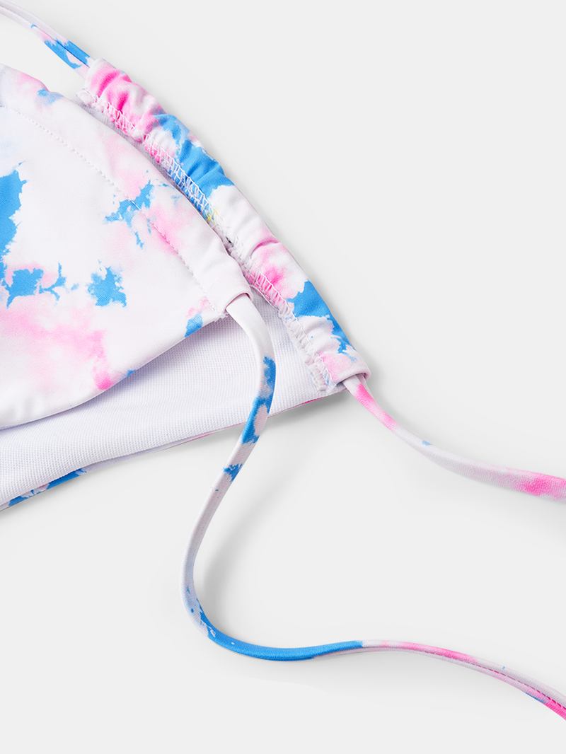 Triangle Tie-dye Halter String Bikini Strandkläder För Kvinnor Med Öppen Rygg