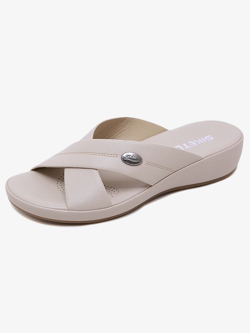 Kvinnor Beach Peep Toe Cross Strap Kilar Häl Sandaler