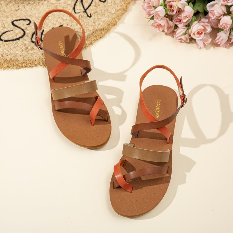 Kvinnor Casual Cross Strap Clip Toe Sandaler