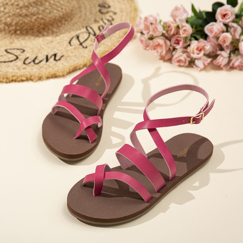 Kvinnor Casual Cross Strap Clip Toe Sandaler