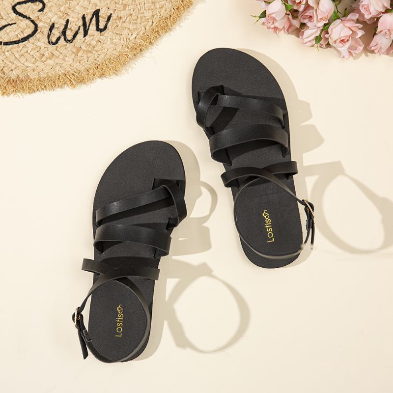 Kvinnor Casual Cross Strap Clip Toe Sandaler