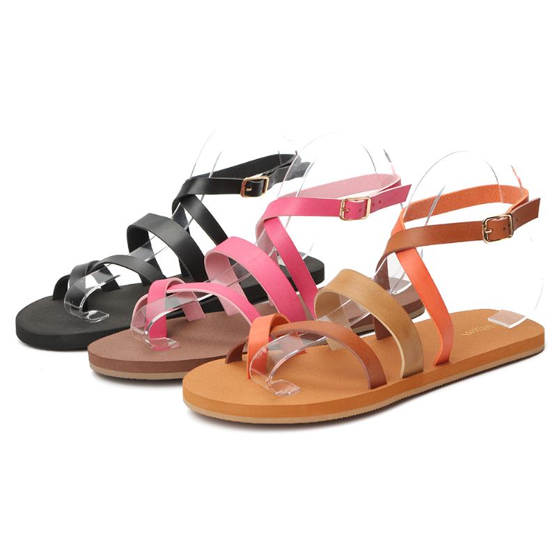 Kvinnor Casual Cross Strap Clip Toe Sandaler