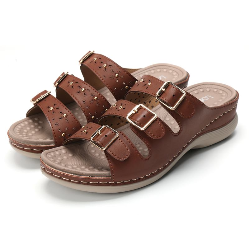 Kvinnor Öppnade Tåspänne Beach Wedges Casual Slide Sandaler