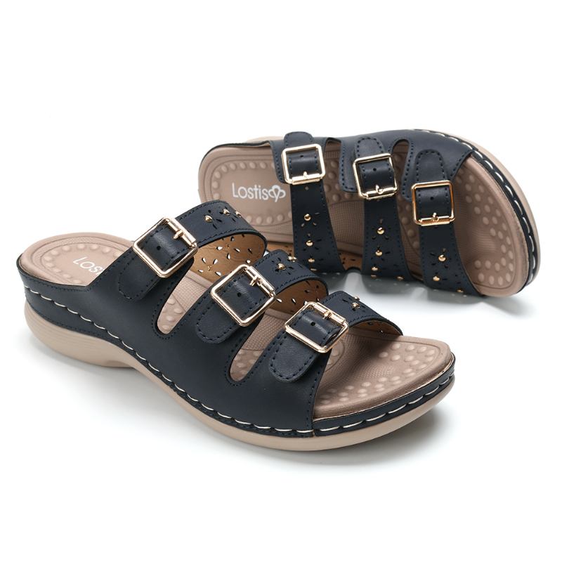 Kvinnor Öppnade Tåspänne Beach Wedges Casual Slide Sandaler