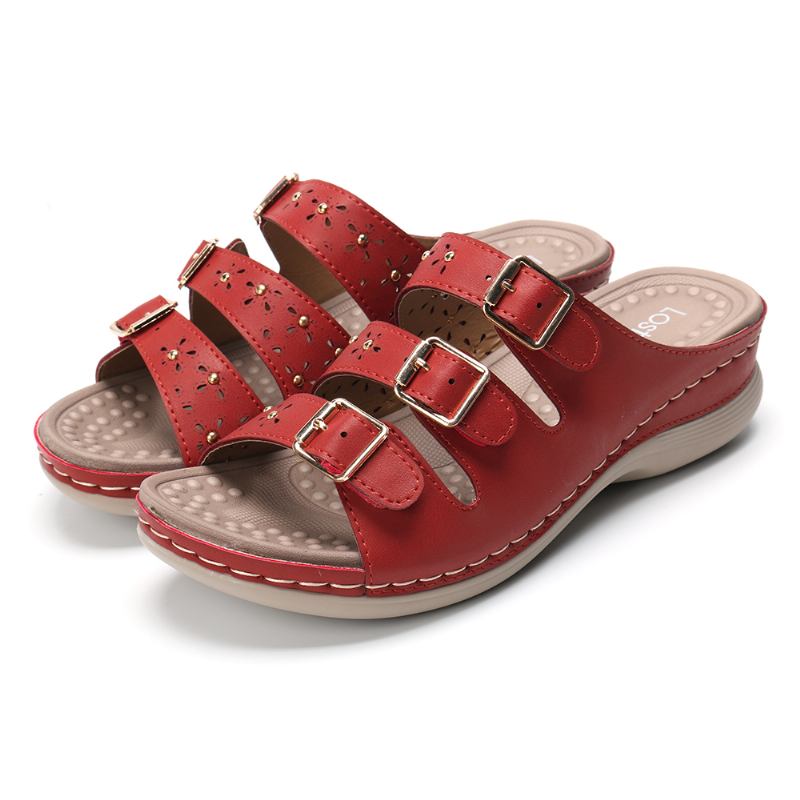 Kvinnor Öppnade Tåspänne Beach Wedges Casual Slide Sandaler