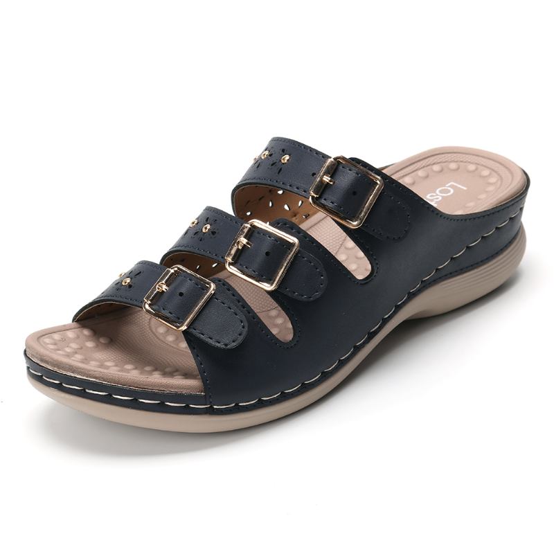 Kvinnor Öppnade Tåspänne Beach Wedges Casual Slide Sandaler