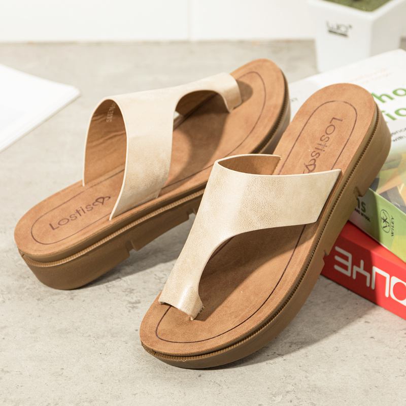 Kvinnor Toe Ring Slip On Soft Sole Casual Summer Sandaler