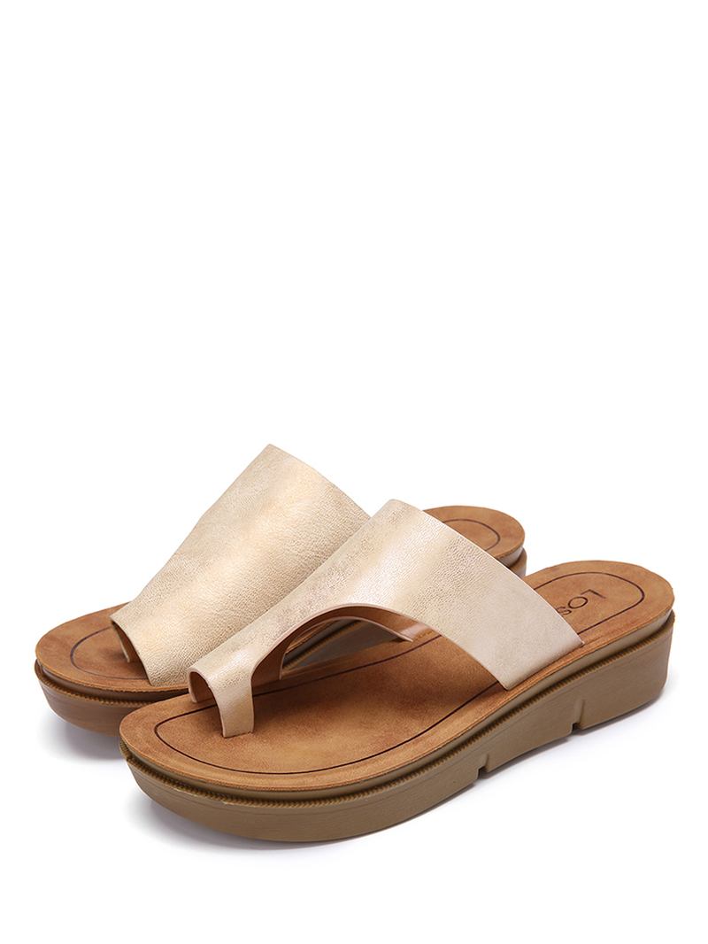 Kvinnor Toe Ring Slip On Soft Sole Casual Summer Sandaler