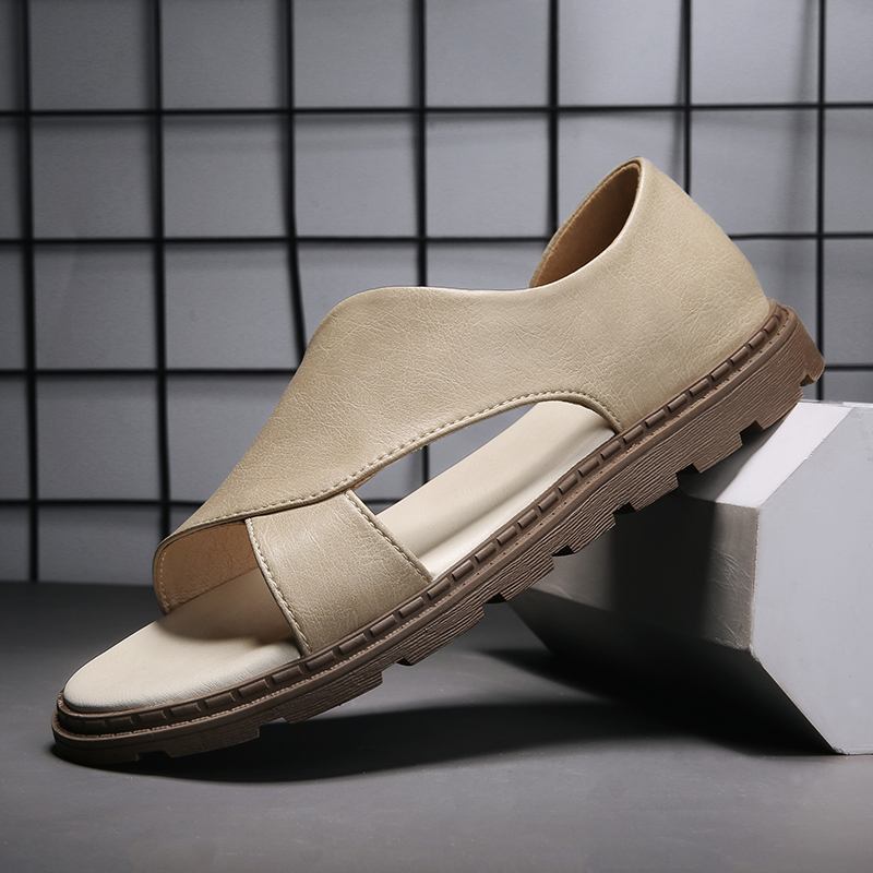 Män Kohud Andas Ihålig Mjuk Botten Öppnad Tå Slip On Casual Sandaler