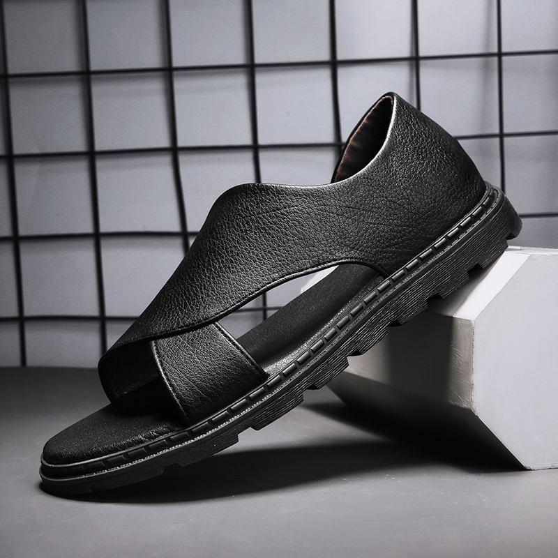 Män Kohud Andas Ihålig Mjuk Botten Öppnad Tå Slip On Casual Sandaler