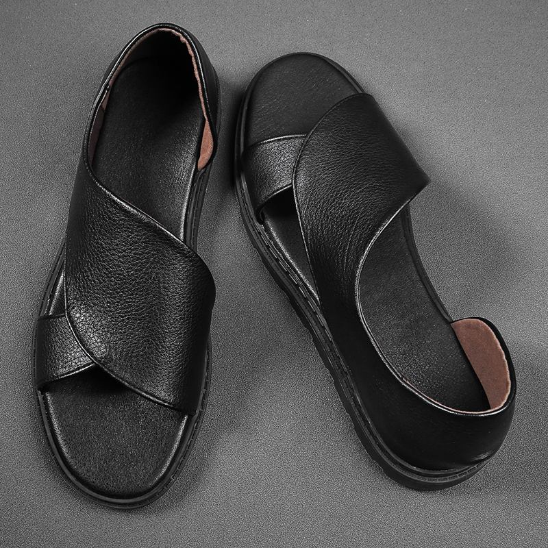 Män Kohud Andas Ihålig Mjuk Botten Öppnad Tå Slip On Casual Sandaler