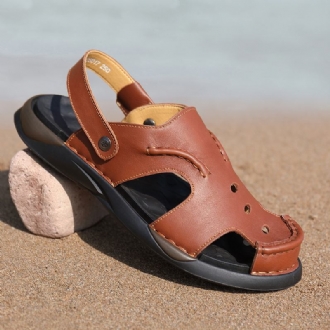 Män Kohud Tvåvägs Mjuk Sula Halkfri Stängd Tå Slip On Casual Sandaler