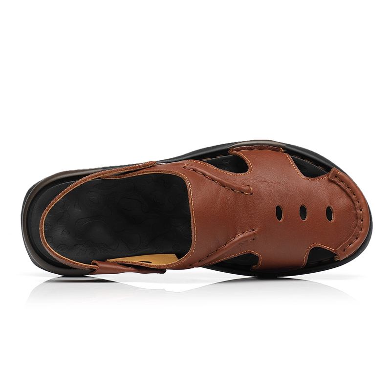 Män Kohud Tvåvägs Mjuk Sula Halkfri Stängd Tå Slip On Casual Sandaler