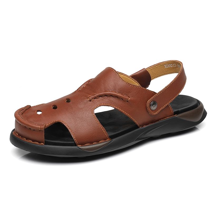 Män Kohud Tvåvägs Mjuk Sula Halkfri Stängd Tå Slip On Casual Sandaler