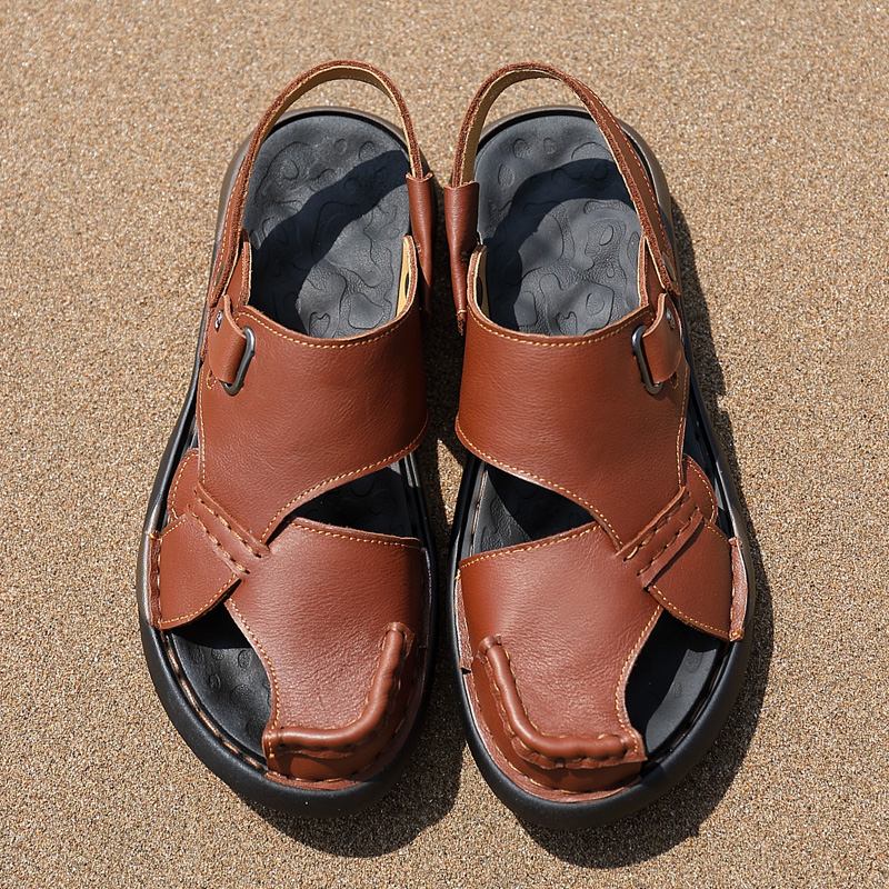 Män Microfiber Mjuk Sula Halkfri Lättvikts Closed Toe Casual Beach Sandaler