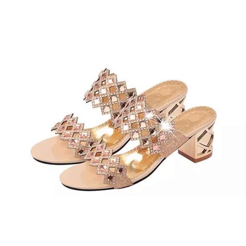 Sommar Dam Beach Sandaler Chic Strass Sandaler Platform Sandaler