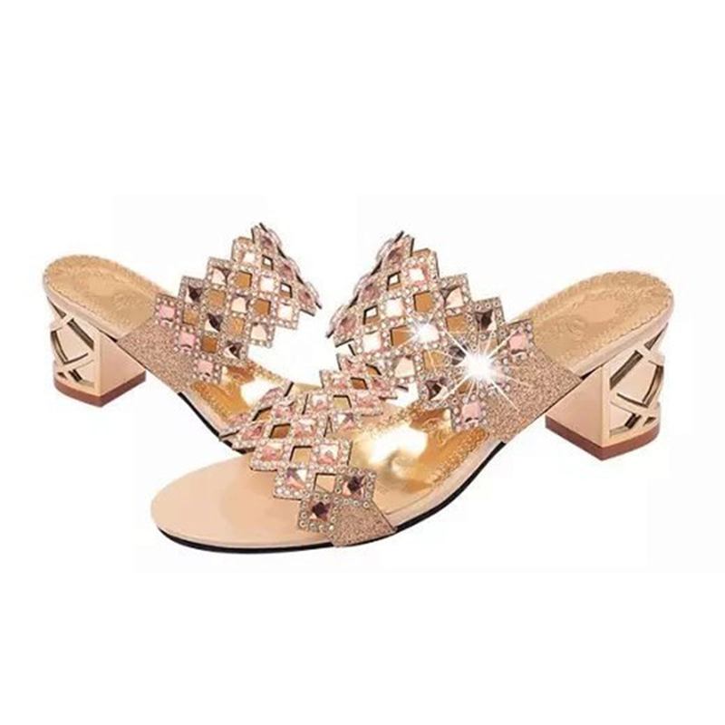 Sommar Dam Beach Sandaler Chic Strass Sandaler Platform Sandaler