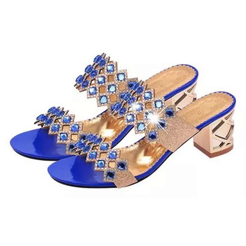 Sommar Dam Beach Sandaler Chic Strass Sandaler Platform Sandaler