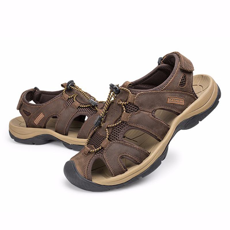 Us Storlek 6.5-10.5 Herr Summer Beach Sandals Magic Stick Justering Läderskor