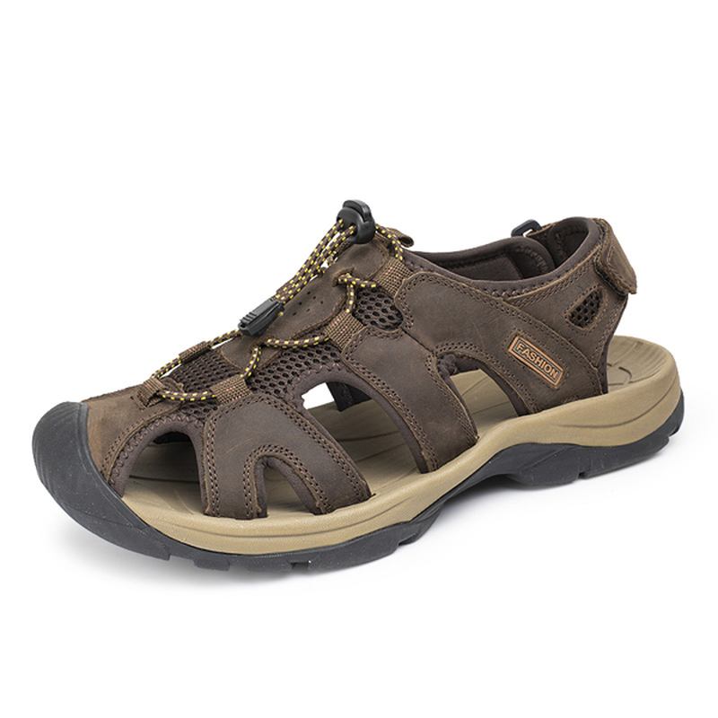 Us Storlek 6.5-10.5 Herr Summer Beach Sandals Magic Stick Justering Läderskor