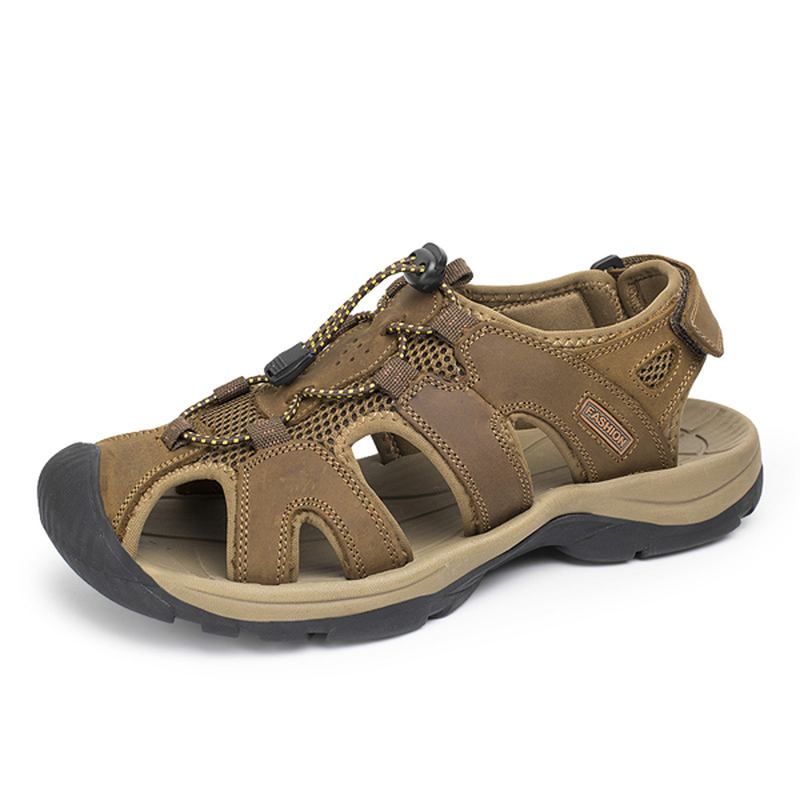 Us Storlek 6.5-10.5 Herr Summer Beach Sandals Magic Stick Justering Läderskor