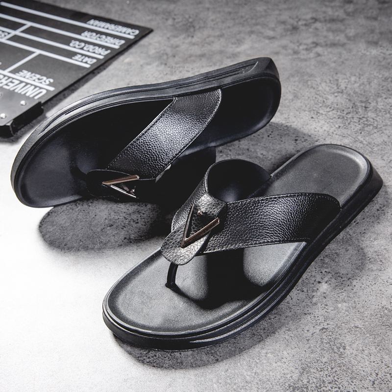 Män Andas Halkfri Klippta Flip Flops Casual Strandtofflor