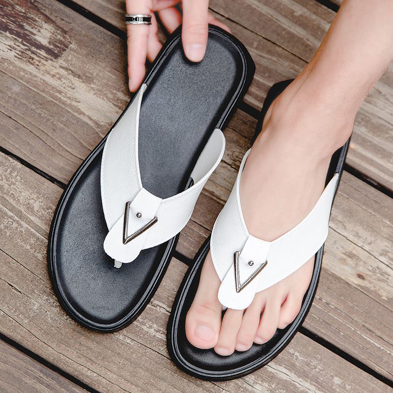 Män Andas Halkfri Klippta Flip Flops Casual Strandtofflor